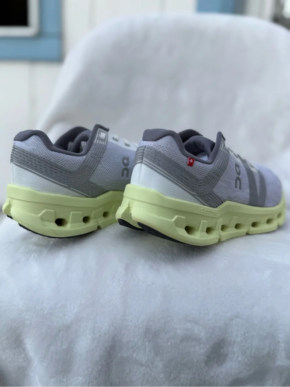 On Running Women's Athletic Shoes in Light Gray, Lime